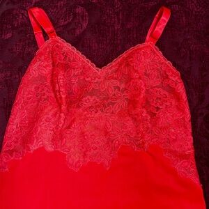 Elegant Vintage Pink Tangerine Lace Chemise Medium